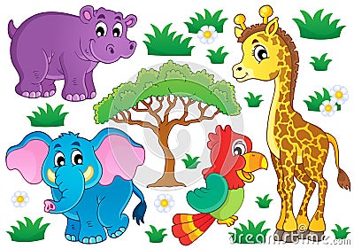 Cute African animals collection 1 Vector Illustration