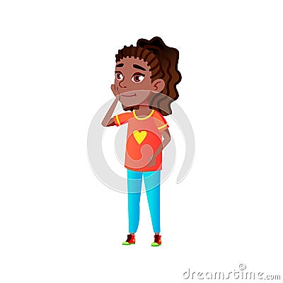 cute african girl admires new doll cartoon vector Vector Illustration