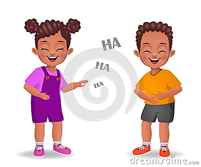 Cute african kids laughing together vector Vector Illustration