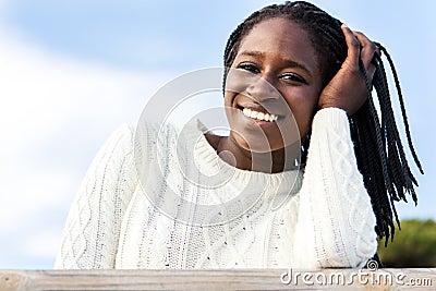 Cute african teen girl with charming smile. Stock Photo