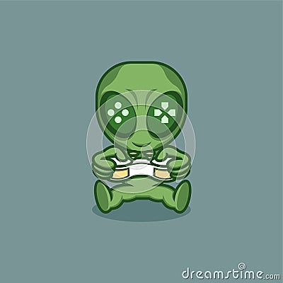 cute alien gamers Vector Illustration