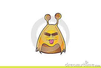 Cute Alien Monster Teasing. Vector Illustration