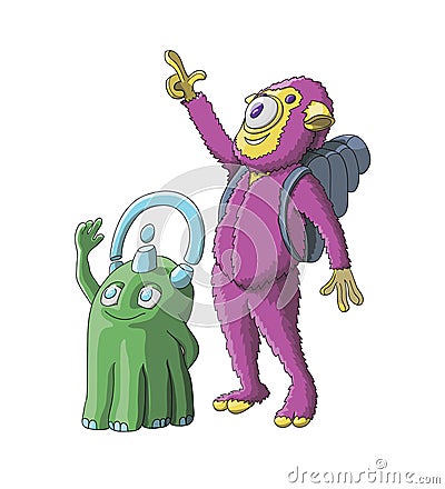 Cute alien monsters vector illustration character design Vector Illustration