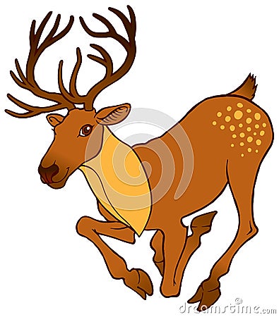 Cute alive deer running Vector Illustration