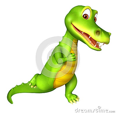 Cute Alligator cartoon character with running Stock Photo