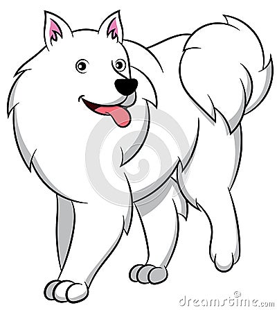 American Eskimo Cartoon Dog Cartoon Illustration