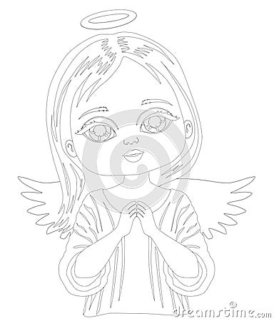 cute angel girl child , angel child cute , illustration Cartoon Illustration