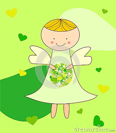 Cute angel green Vector Illustration