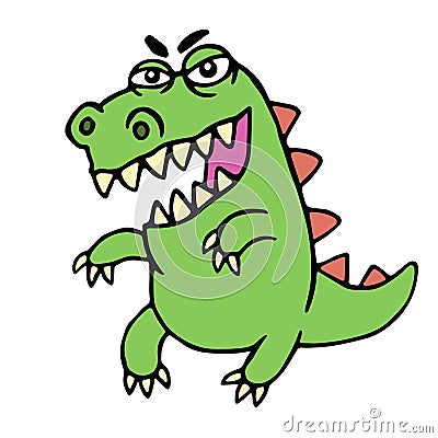 Cute angry cartoon dinosaur. Vector illustration. Vector Illustration