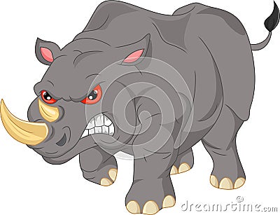 Cute angry rhino cartoon Vector Illustration