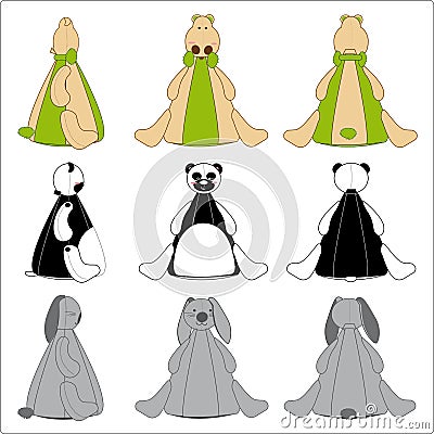 Cute Animal Beanbag Set2 Vector Illustration