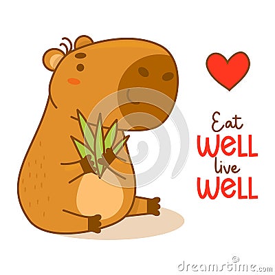 Cute animal capybara. Vector illustration. Funny capibara character rodent for cards, design, print, kids collection. Vector Illustration