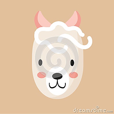 Cute animal face, sheep avatar, lamb muzzle, head. Nursery character card for childish design Vector Illustration