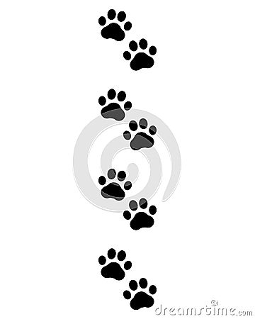 Cute animal. Foot dog seamless pattern. Footprint graphic. Pet outline. Repeated pattern trail cat. Paw prints for design service Vector Illustration