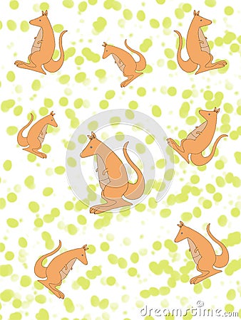 Cute cartoon,kangaroo pattern animal illustration white background Vector Illustration