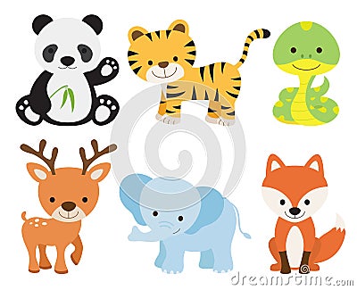 Cute Animal Set Vector Illustration