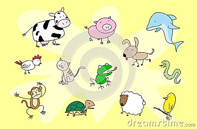 Cute Animal Set Vector Illustration