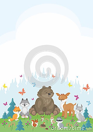 Cute animals background Vector Illustration