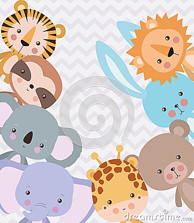 Isolated cute animals cartoons vector design Vector Illustration