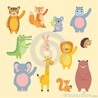 Cute animals cartoons Vector Illustration