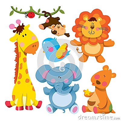 Cute Animals Collection Vector Illustration