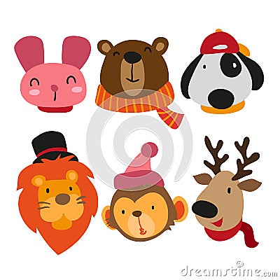 Cute animals collection Vector Illustration