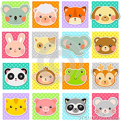 Cute animals collection Vector Illustration