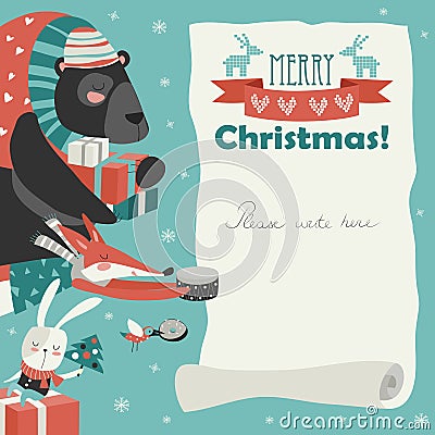 Cute animals giving presents Vector Illustration