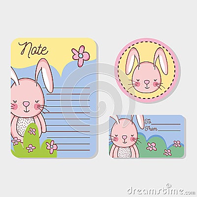 Cute animals label tags and sticker Vector Illustration