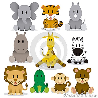 Cute Animals Vector Set Vector Illustration