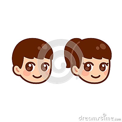 Cute anime boy and girl Vector Illustration