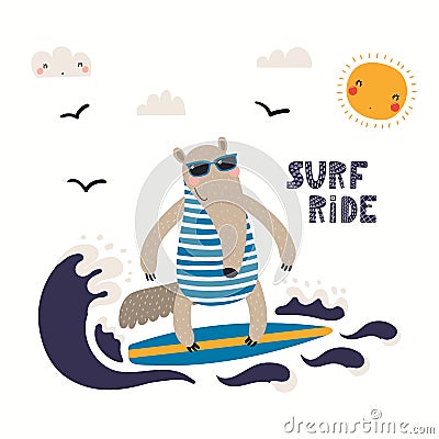 Cute anteater in summer Vector Illustration