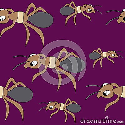 Cute ants. seamless stock vector pattern Vector Illustration
