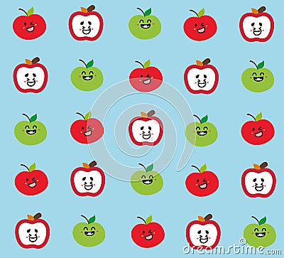 Cute apple face wallpaper Vector Illustration