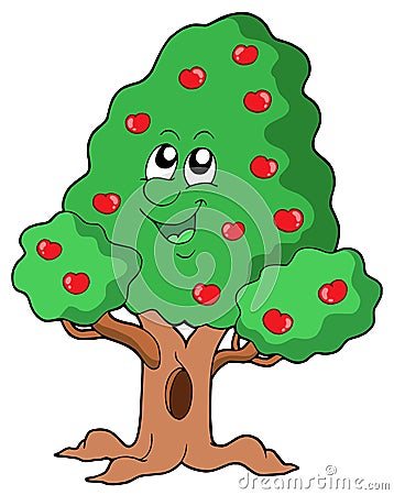 Cute apple tree Vector Illustration