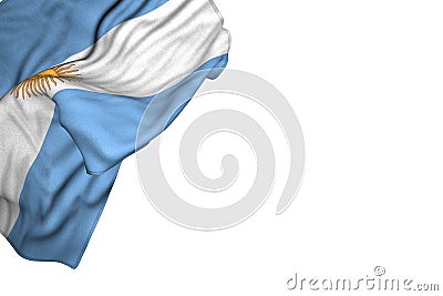 Cute Argentina flag with large folds lying in top left corner isolated on white - any occasion flag 3d illustration Cartoon Illustration