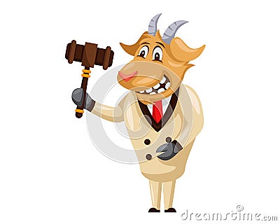 Cute Auction Animal Cartoon Character Illustration - Goat Vector Illustration