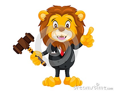 Cute Auction Animal Cartoon Character Illustration - Lion Vector Illustration