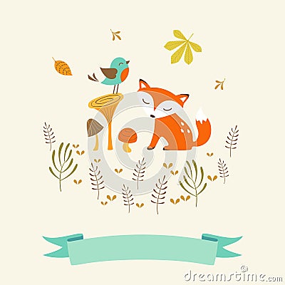 Cute autumn card Vector Illustration