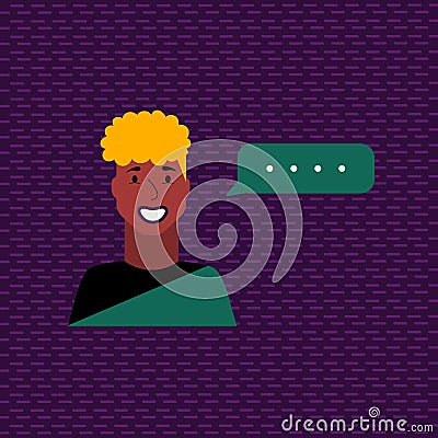 Cute avatar of smiling blonde man with short hair. Vector Illustration