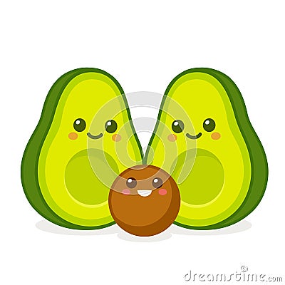 Cute avocado family Vector Illustration