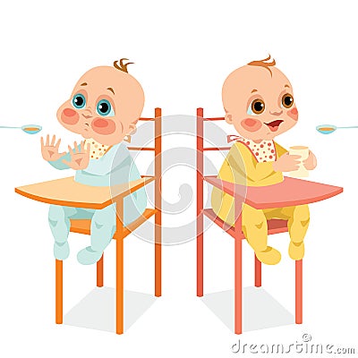 Cute babies in cartoon style Vector Illustration