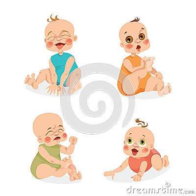 Cute babies in cartoon style Vector Illustration