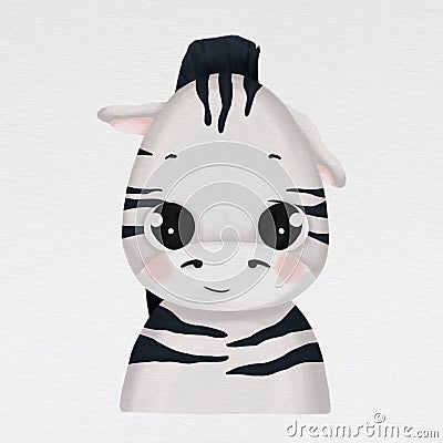 Cute baby animal portrait - zebra Cartoon Illustration