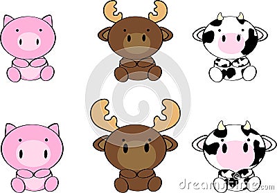 Cute baby animals cartoon set7 Vector Illustration