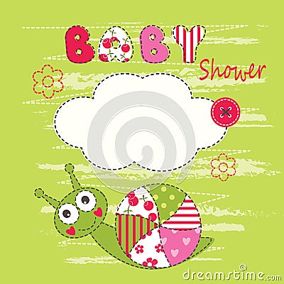Cute baby background with snail Vector Illustration