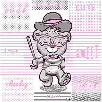 Cute baby bear tourist character design Vector Illustration