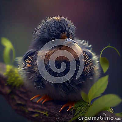 Cute baby bird, young fledgling chick Cartoon Illustration