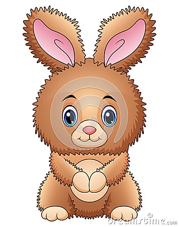 Cute baby brown rabbit cartoon Vector Illustration