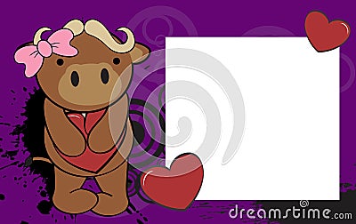 Cute baby bull girl valentine background Vector Illustration